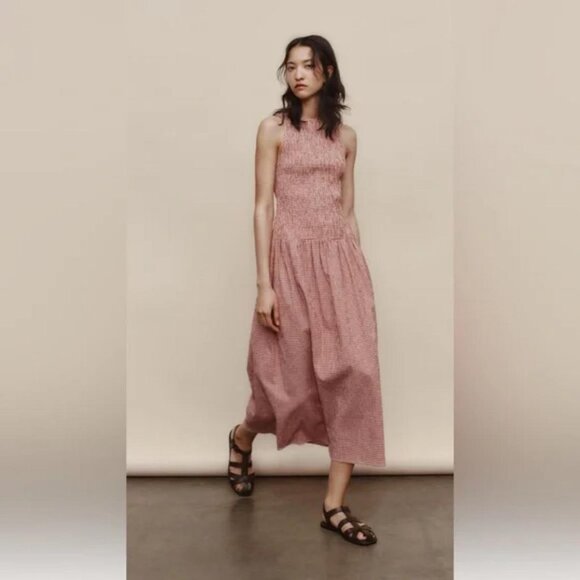 ZARA GINGHAM MIDI DRESS - Picture 4 of 6